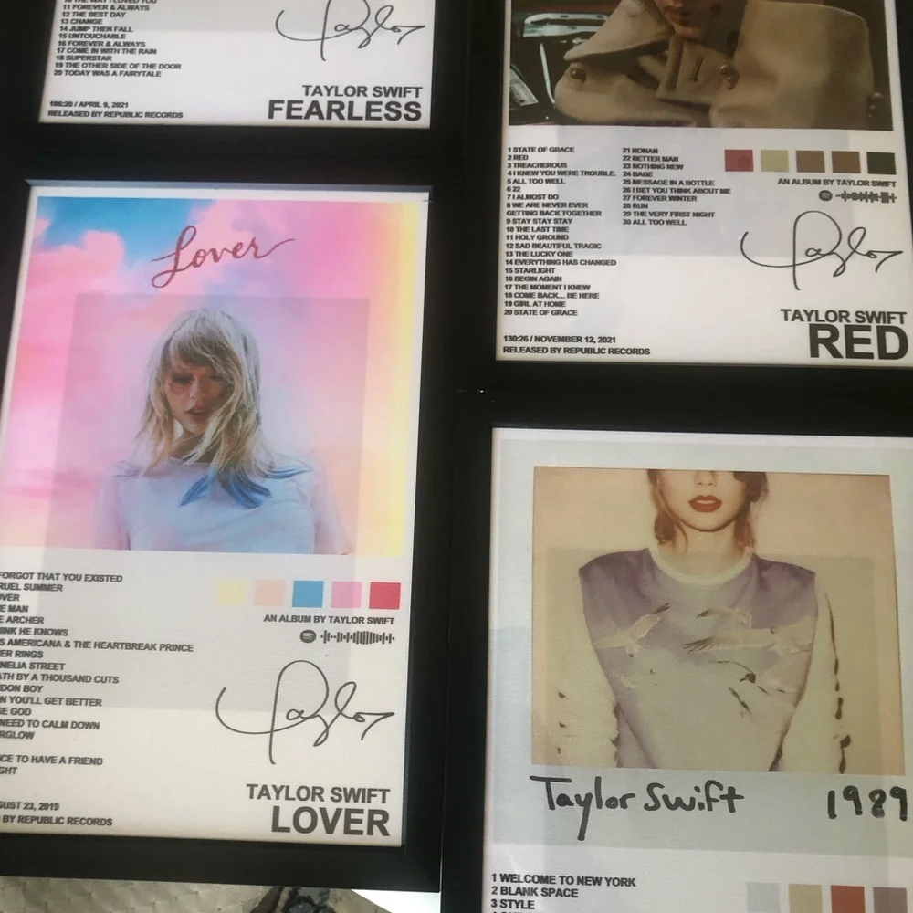 Taylor Swift Wall Art Set with Pastel Pink Blue Yellow Accents